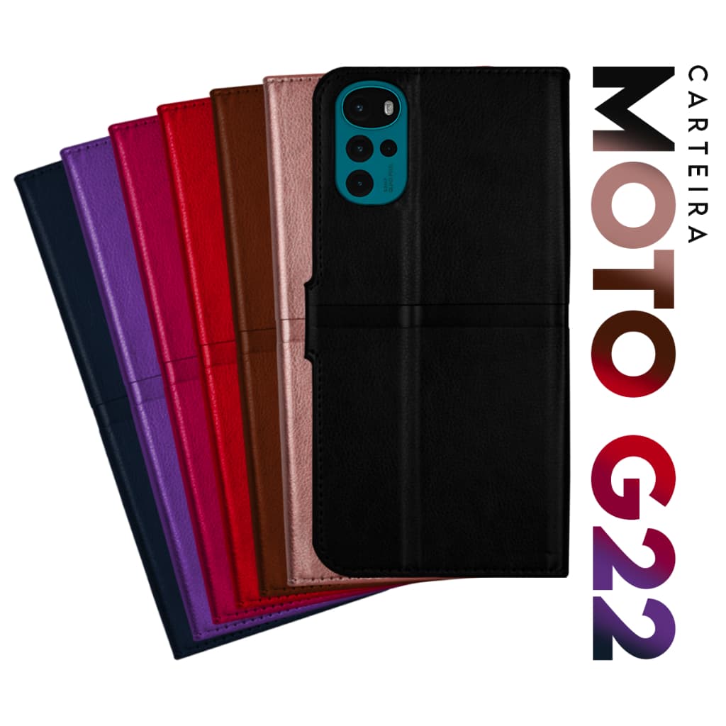 Capa Case Capinha Carteira Flip Cover Couro Sintético PRETA Motorola Moto G22 Xt2231 tela 6.5 pol. Cell in Power25