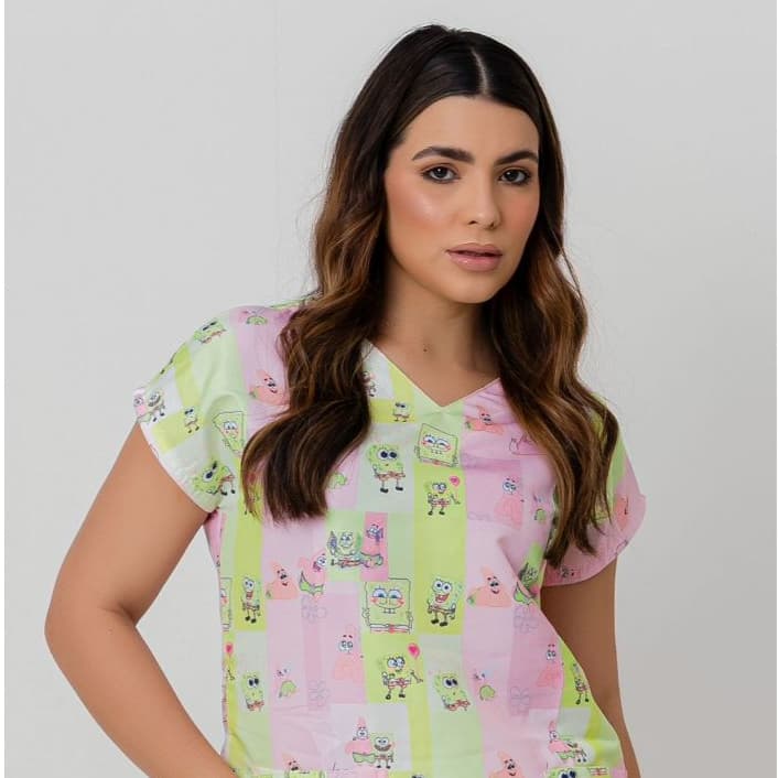 Batas Estampadas Scrub Cirúrgica Enfermagem Pediatria Farda Babá Cuidadoras