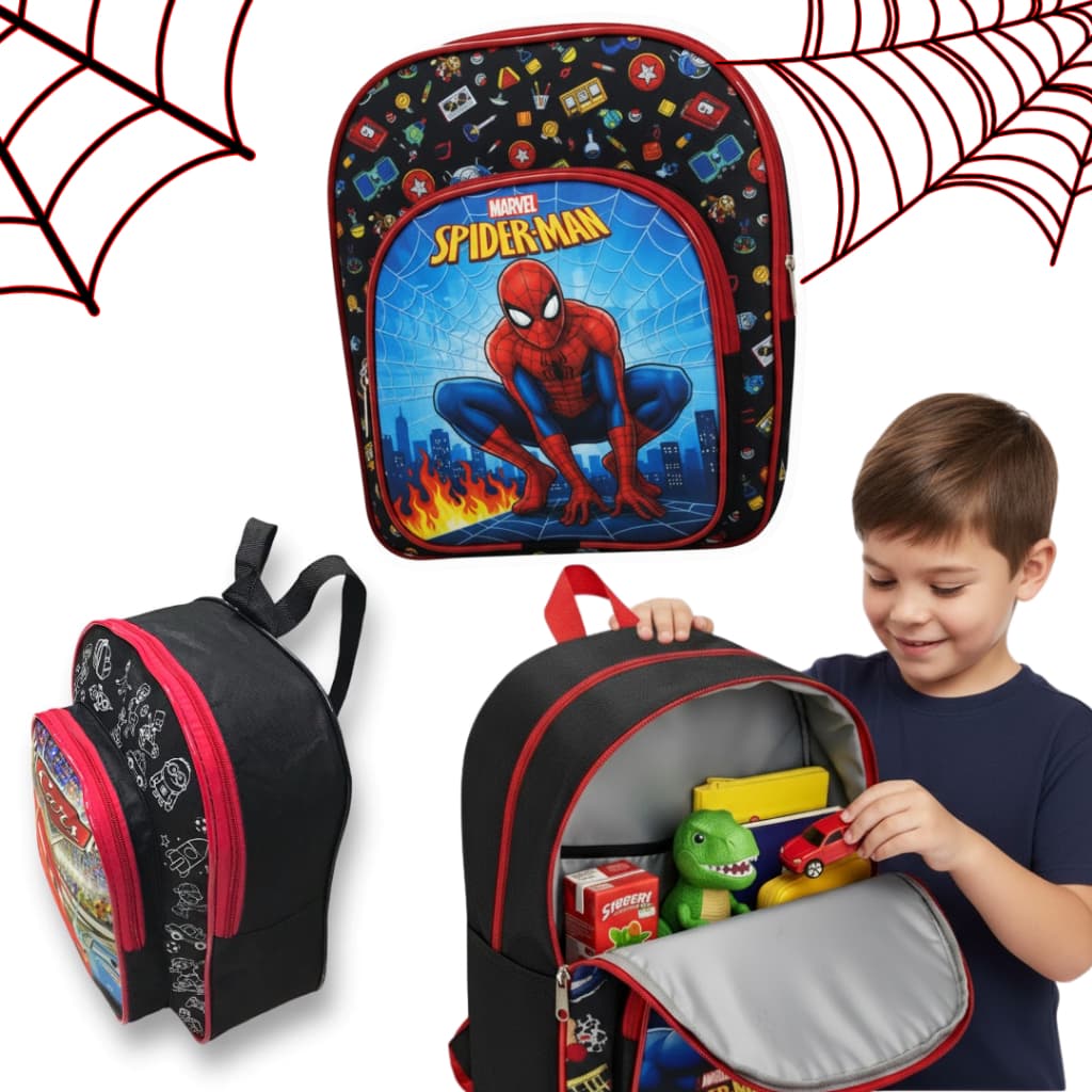 Mochila Pequena para Passeio Mochilete de Costas Bolsa Infantil Creche Meninos Homem Aranha Patrulha Canina