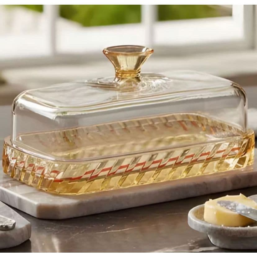 Manteigueira Acrílico Luxo Transparente Porta Manteiga Elegante Mesa Posta Com Tampa Resistente