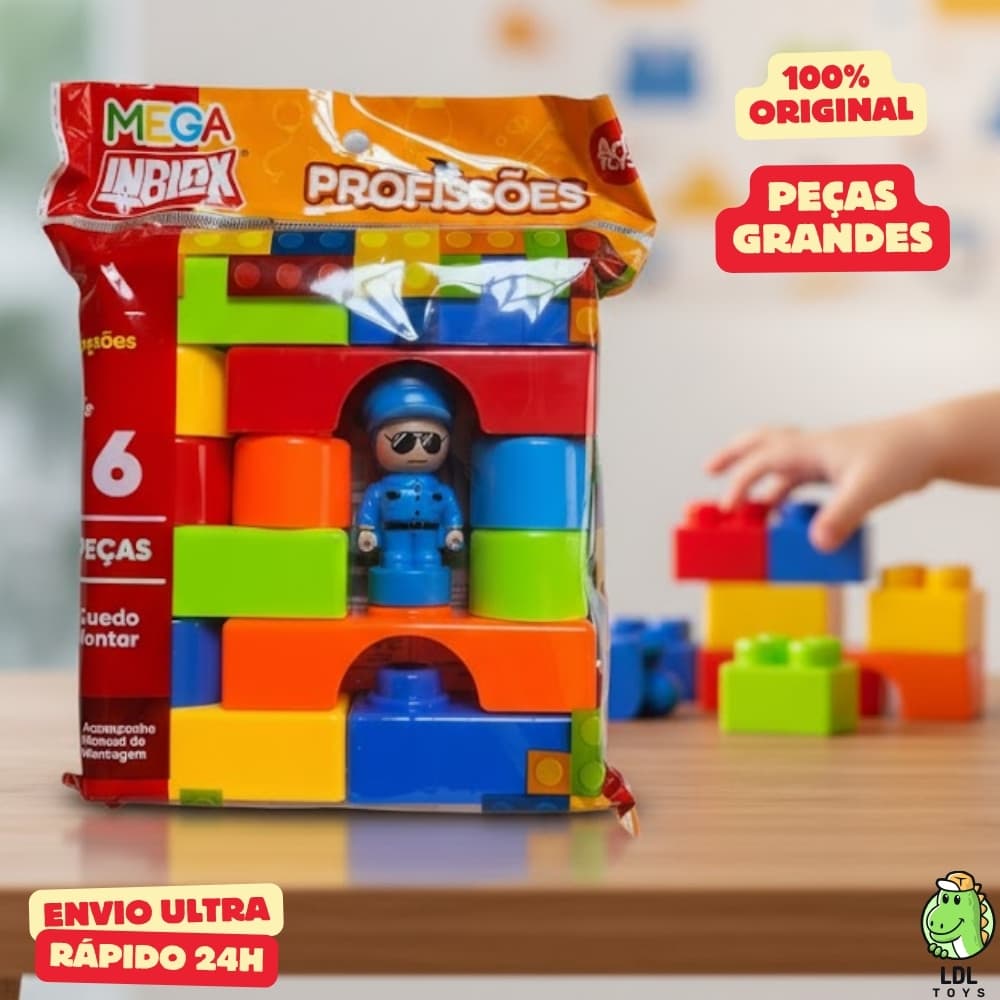 Bloco De Montar Profissões Infantil Educativo Peça Grande Quebra Cabeça Jogo 14 Peças