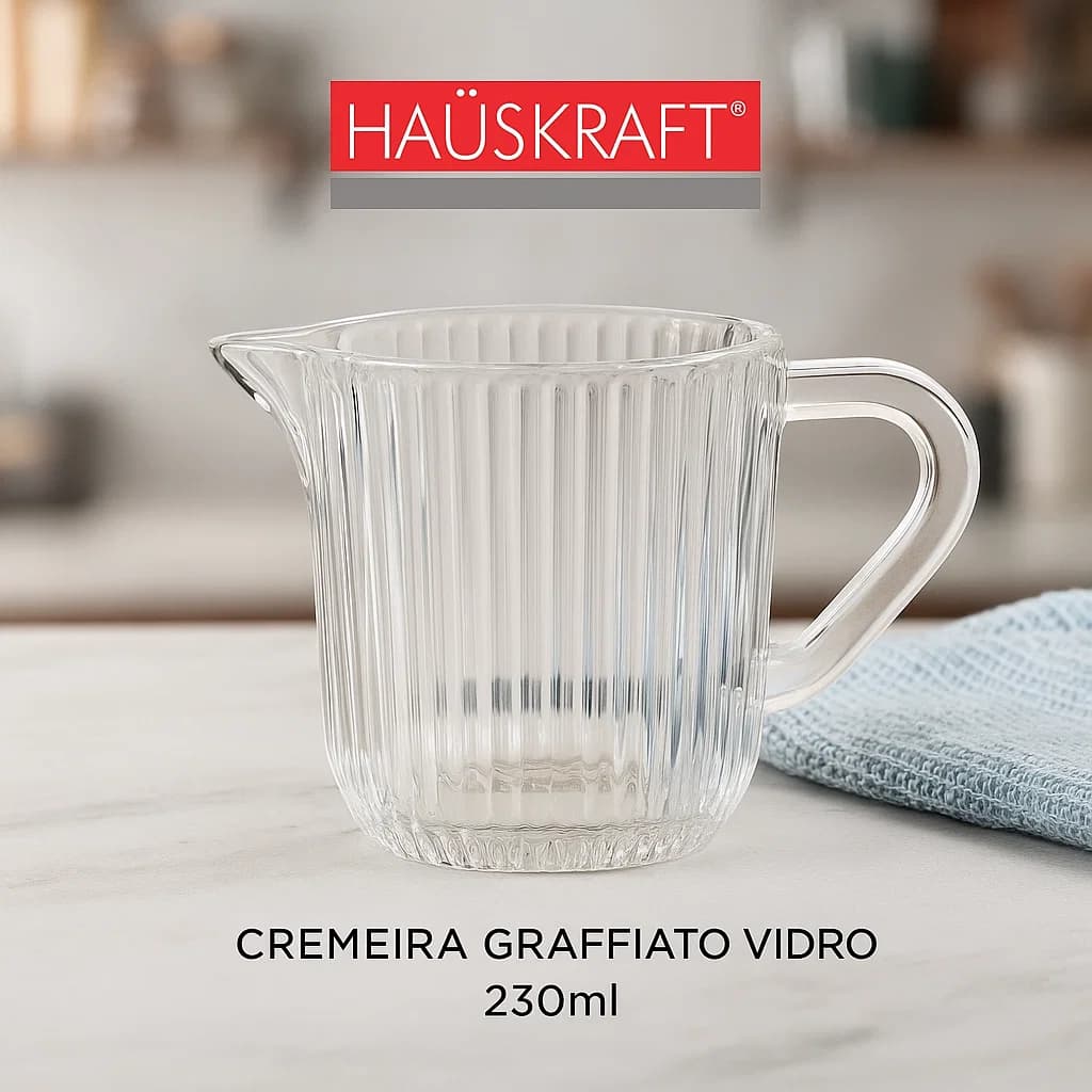 Cremeira de Vidro Transparente 230ml Design Moderno Graffiato