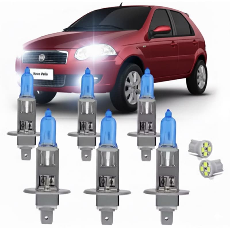 Kit Lampada Super Branca 55w Fiat Palio G4 Siena G4 Elx Farol + Milha Legalizada Inmetro