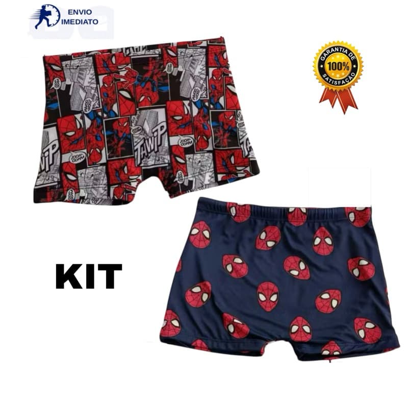Sunga Infantil Box fôrro Interno Cordão de Regulagem HOMEM ARANHA proteção UV 50+