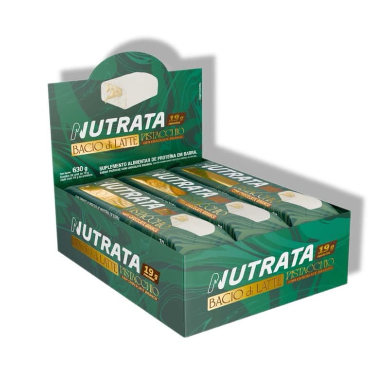 Barra Proteica Nutrata Pistache Bacio di Latte • 11g Proteína • Caixa 12 Unidades Original