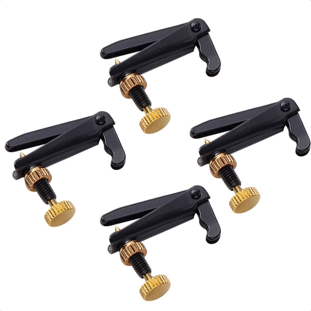 Micro Afinador Violino Fixo Preto/dourado 4/4 - Kit 4 Pçs
