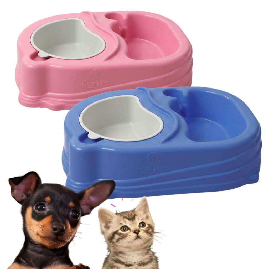 Kit 2 Comedouro Bebedouro Automático Duplo 300ml Cachorro Gato Colorido Alimentador Mini Pote Para Pet Filhote