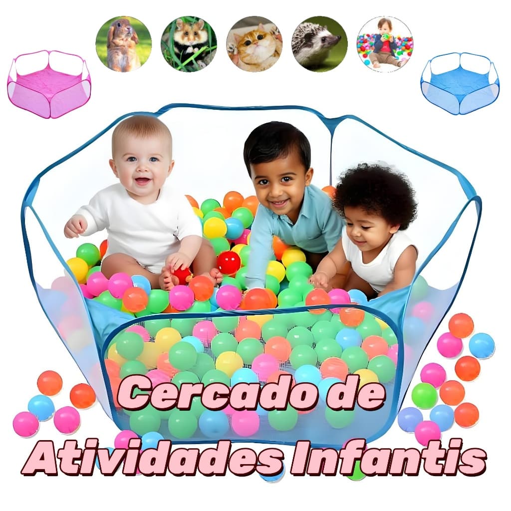 Piscina de Bolinhas Hexagonal com Cercado Dobrável para Crianças Tenda de entretenimento para bebês