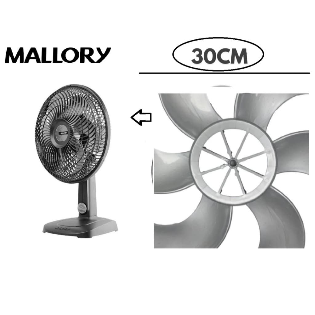 Hélice Ventilador Mallory 6 Pás Prata 30cm Original