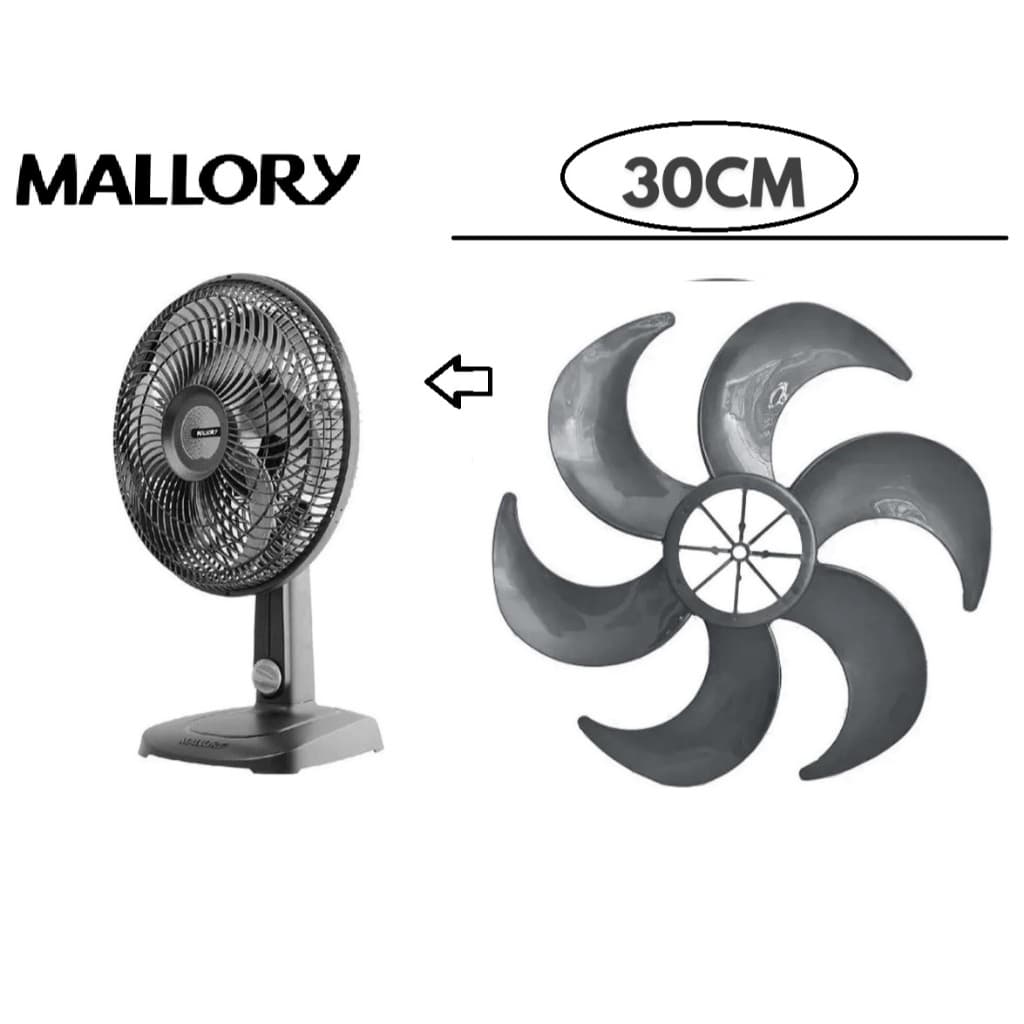 Hélice 6 Pás 30cm Grafite Do Ventilador Ts 30 Mallory
