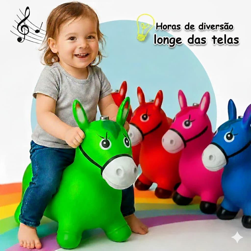 Cavalinho Upa Upa inflavel Pocoto Brinquedo Pula Pula Musica Infantil Com Musica e Led