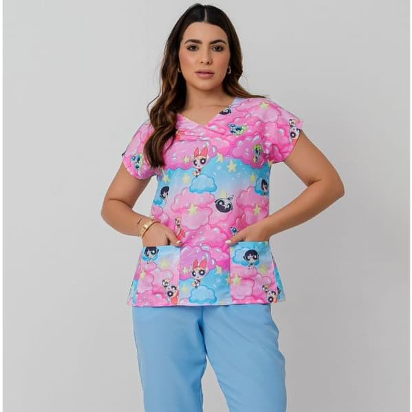 Conjunto Estampado Scrub Pijama Cirúrgico Enfermagem Pediatria Farda Babá Cuidadoras