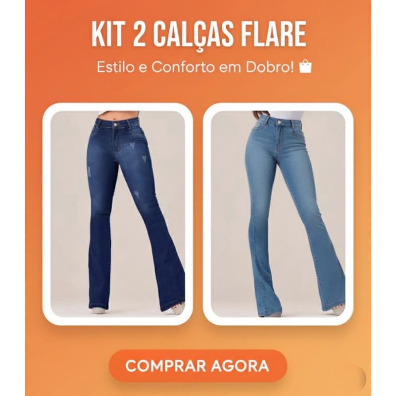 Kit 2 Calças Jeans Feminina Flare Com Elastano Jeans Feminino Calça Pantalona Cintura Alta Calça Flare