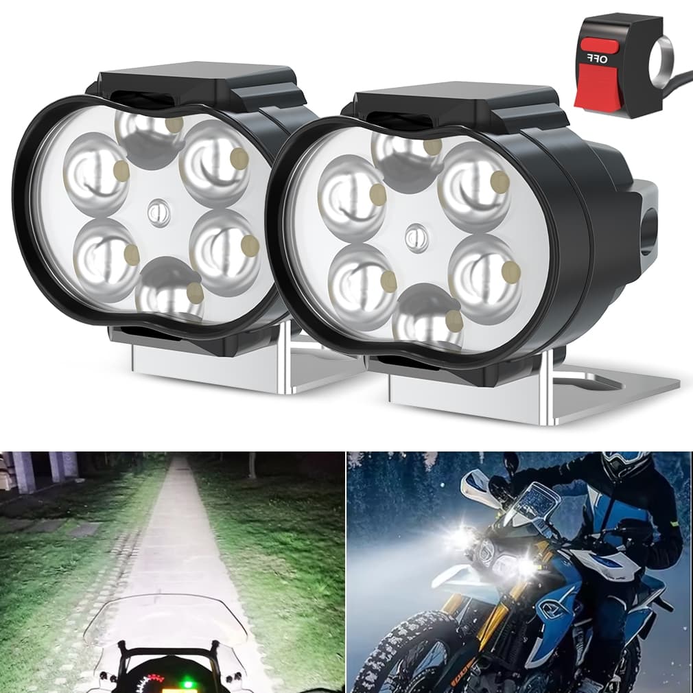 2pcs Holofote Externo De Motocicleta Com Interruptor faróis de moto e lâmpada de nevoeiro Farol Auxiliar De Led