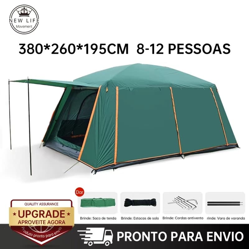 Barraca Camping Acampamento8-12 Pessoas Impermeavel 4000mm Barraca Familiar Grande 380*260*195cm