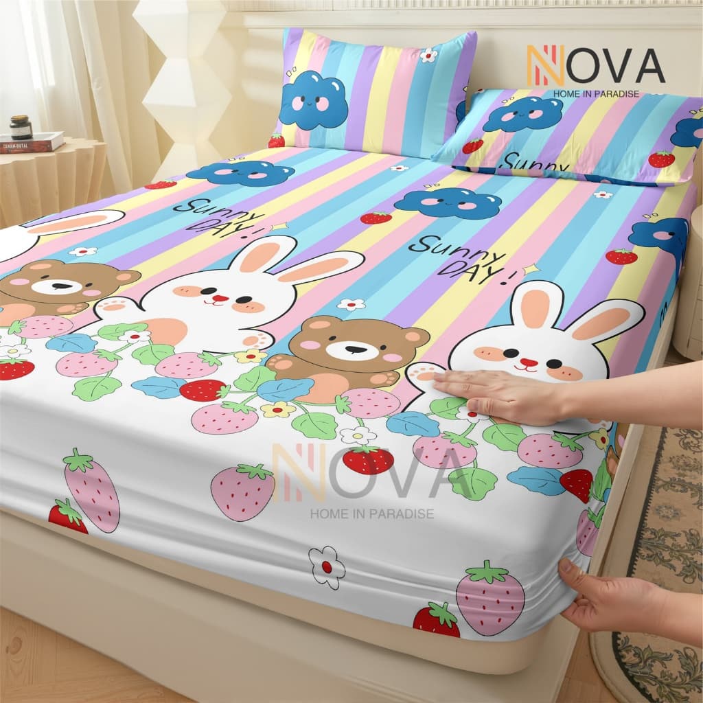rabbits Jogo De Lençol 02 e 03  Peças Não desaparecerá SOLTEIRO CASAL QUEEN Percal Ponto Palito