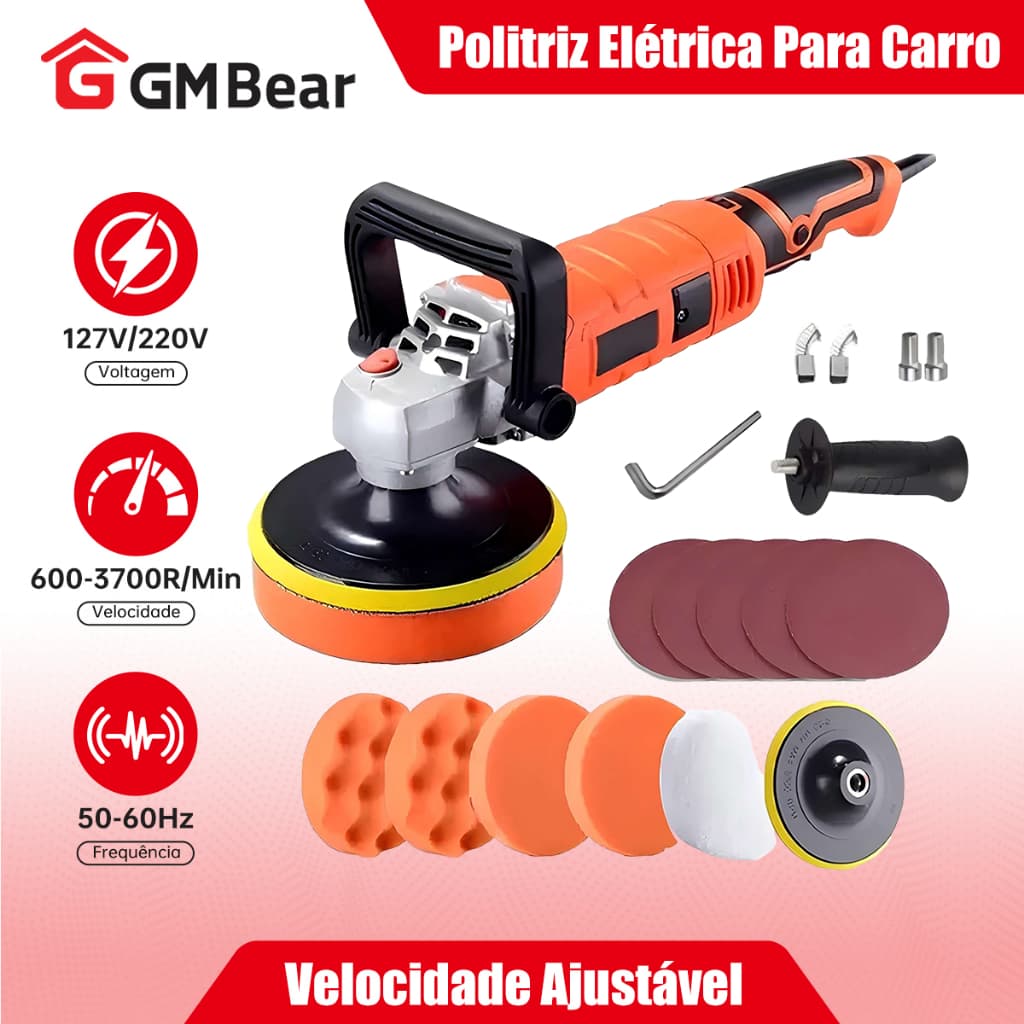 GM Bear Politriz Angular Automotiva 1200w 7 velocidades | Beleza automotiva | Polimento e enceramento para Auto Waxing