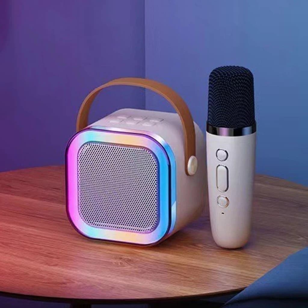 Caixa de Som Bluetooth Karaokê com 1 Microfone Sem Fio - Alto-Falante Potente para Cantar em Casa P8