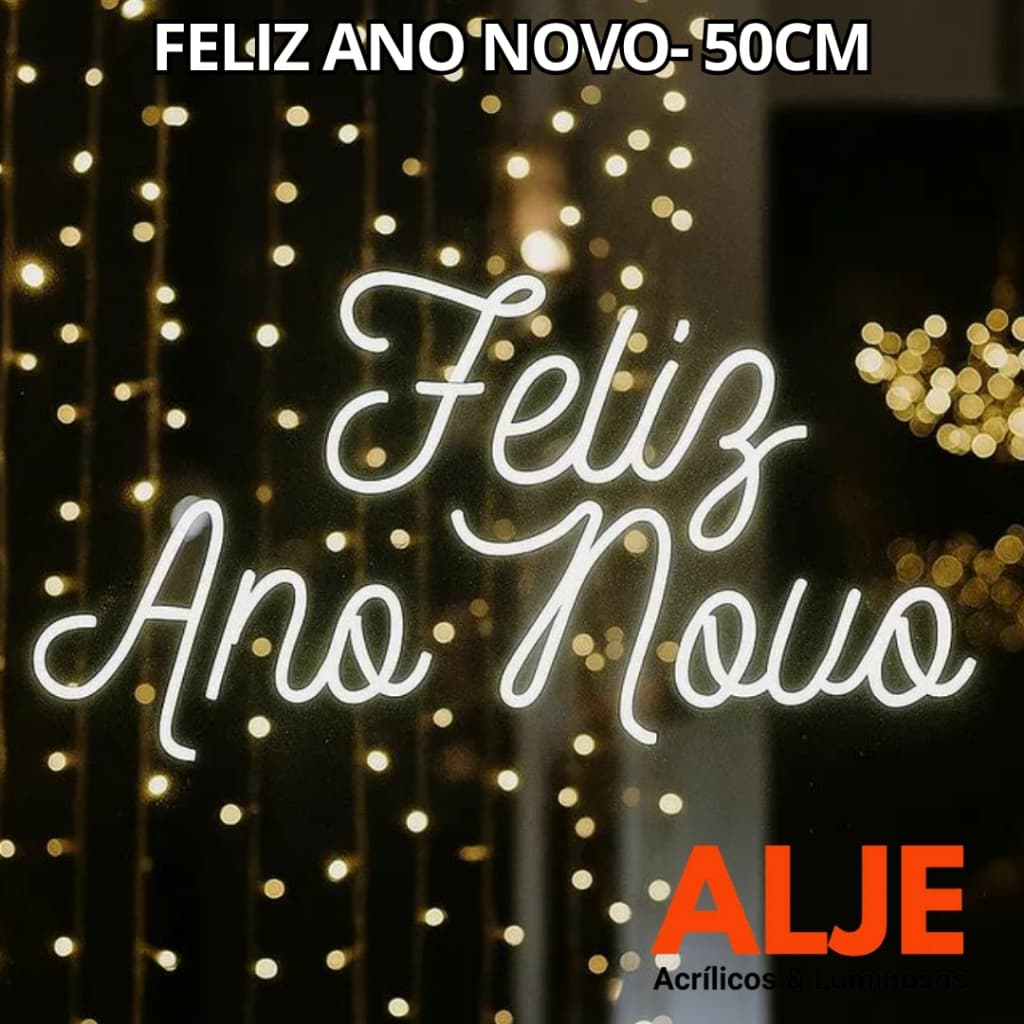Letreiro Neon Led FELIZ ANO NOVO  Decoração Painel Festa Instagramável Quente Frio Acrilico Cristal