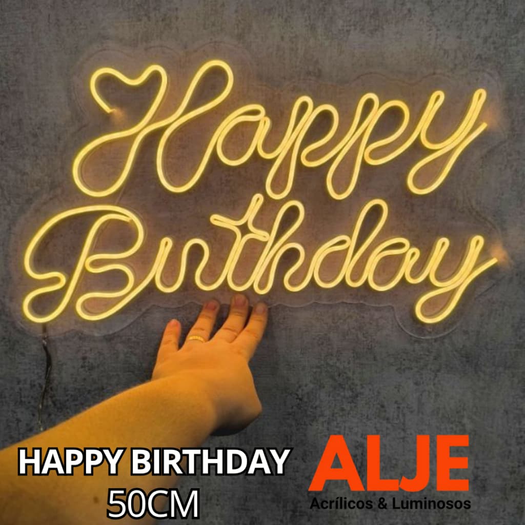 Painel letreiro LED Neon Acrílico Happy Birthday QuenteFrio Festa Decoraçao Iluminação Instagramavel