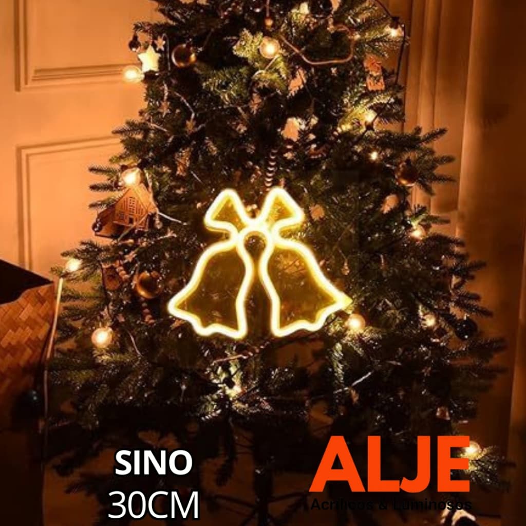 Luz letreiro Natal forma sino Luz LED Luz quente frio decoraçao festa natalina arvore arranjo arvore