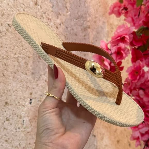 chinelo ibizza Feminino oval pingente sandália brisa EVA Trança Plataforma Ortopédico Macio Confortável calce fácil