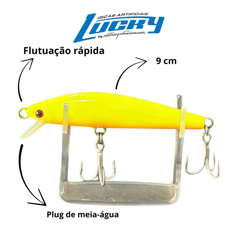 Isca artificial tucunaré – Queen 90 by Nakamura – 9cm 12g – Iscas Lucky – Plug Meia Água