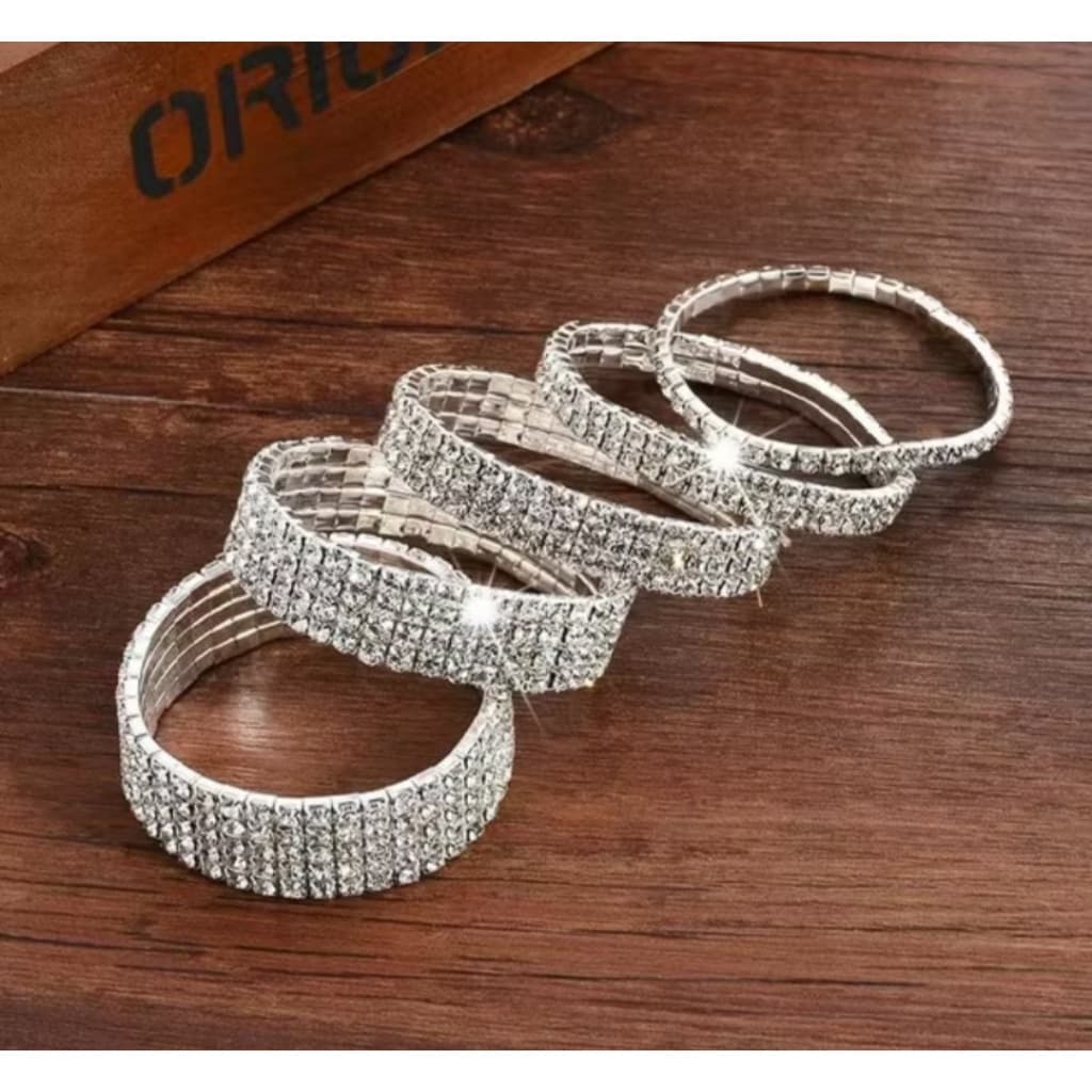 Pulseira Feminina para Festa Casamento de  Strass Pedrinha Com Elastico 1 unidade