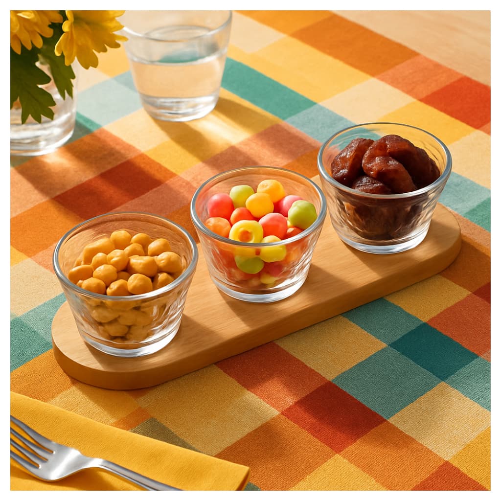 Conjunto 3 Bowls com Suporte de Bambu New Butterfly 25,5cm x 9cm x 6cm Cristal - Lyor