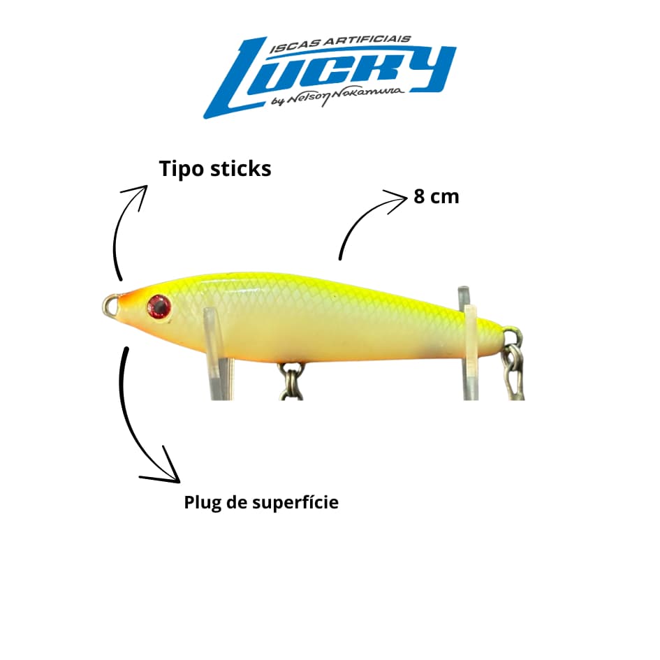 Isca artificial tucunaré – Magic Stick 80 by Nakamura – 8cm 10g – Iscas Lucky – Plug Superficie