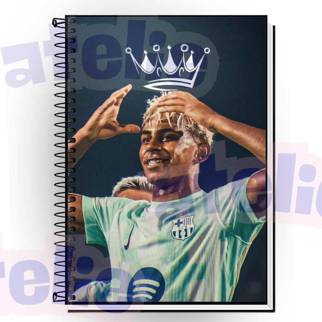 Caderno Personalizado Lamine Yamal | Tema Futebol | Capa Dura Plastificada | 1 a 20 Matérias | Universitário e Escolar |