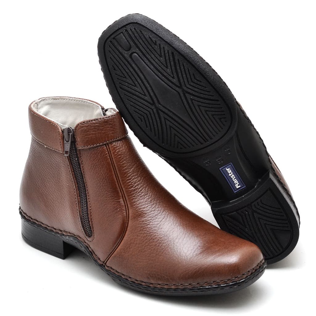 Botina Masculina em Couro Floter UltraConfort Ranster - Bota Premium Zíper Lateral