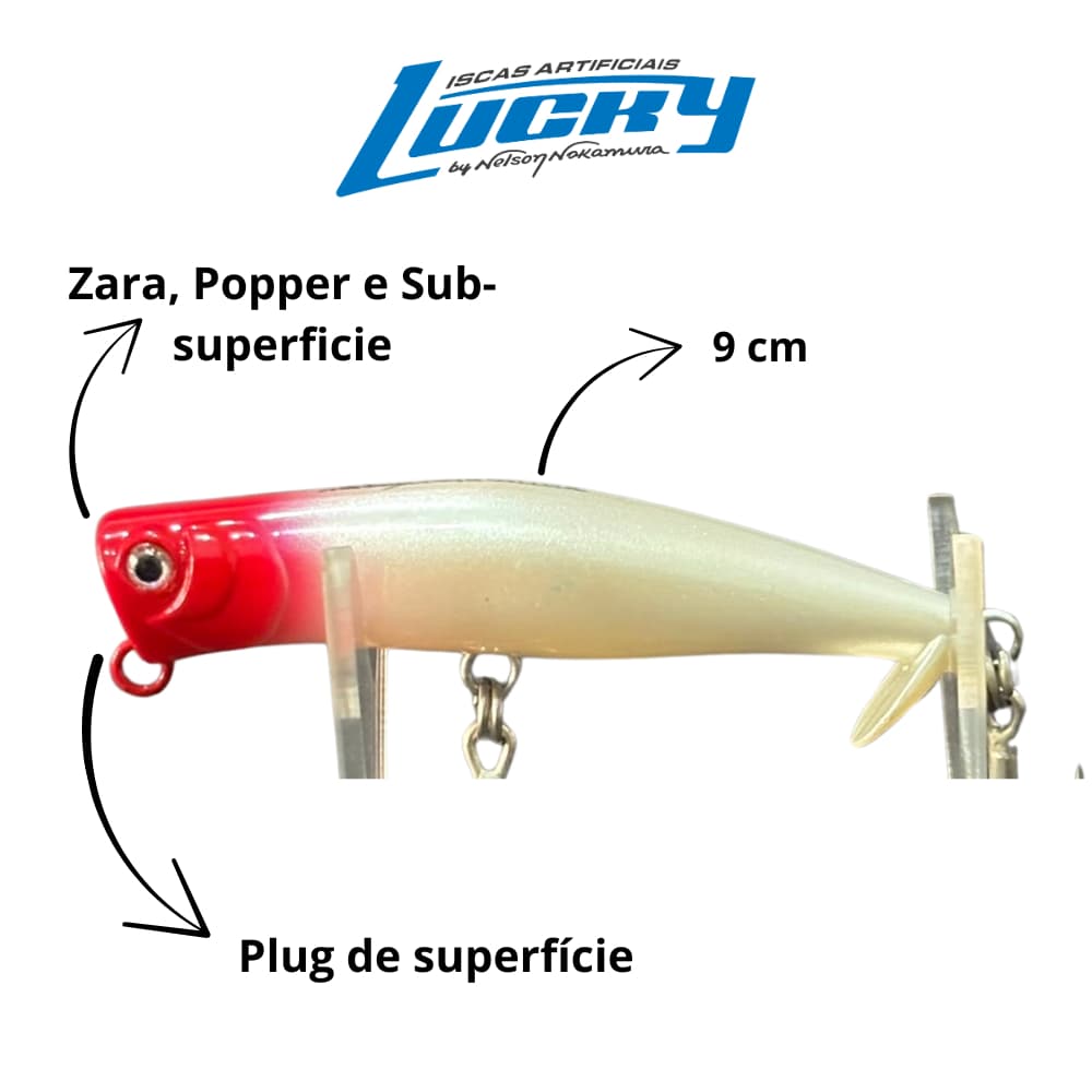 Isca artificial tucunaré – Zap 90 by Nakamura – 9cm 11g – Iscas Lucky – Plug Superficie