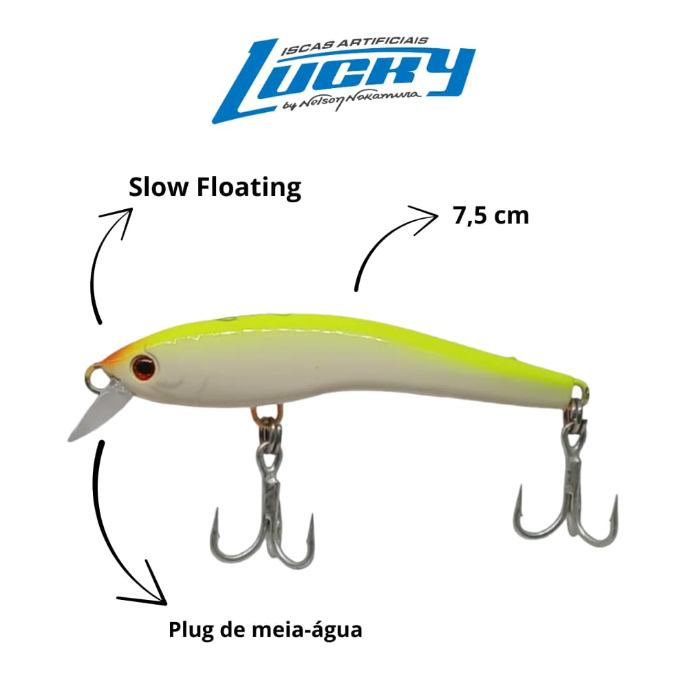 Isca artificial tucunaré – Suki 75 by Nakamura – 7,5cm 7g – Iscas Lucky – Plug Meia Água