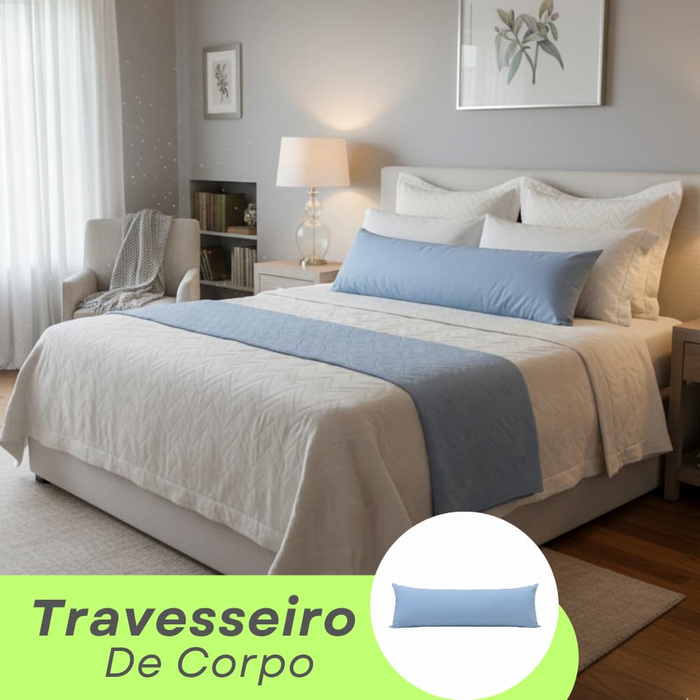 Travesseiro de Corpo Xuxão 400 Fios Fronha Matelada Com Ziper e Fibra Siliconada