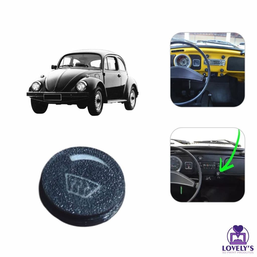 Botão de Ventilação Ar  Translúcido para Painel de Fusca 1976 Até 1981
