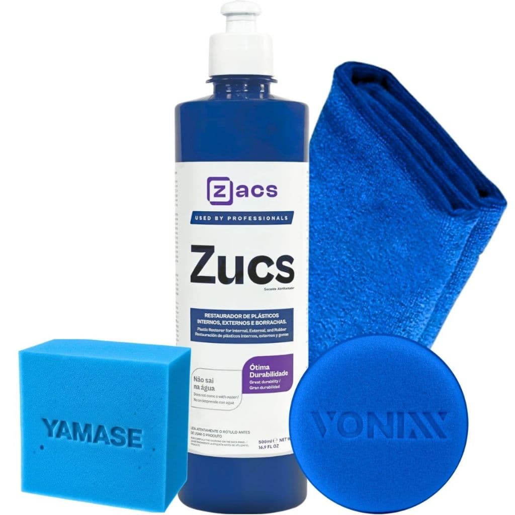 Zucs Restaurador de Plástico Interno Externo Zacs + Pano Microfibra + Aplicador de Espuma
