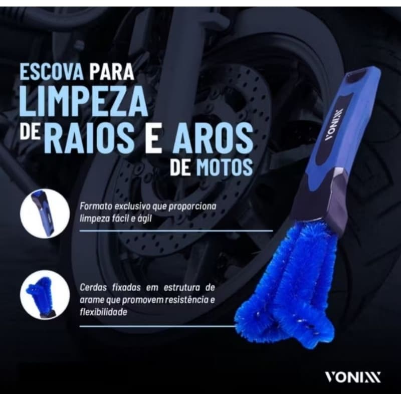 ESCOVA DE LIMPEZA Raios e Aros de Motos Vonnix
