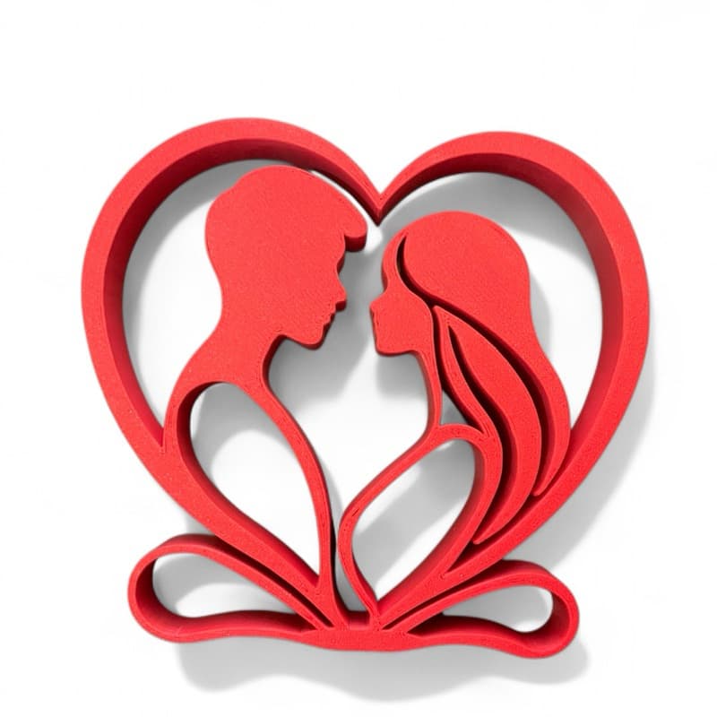 Escultura Casal Coração Amor Eterno, Estátua Decorativa Romântica