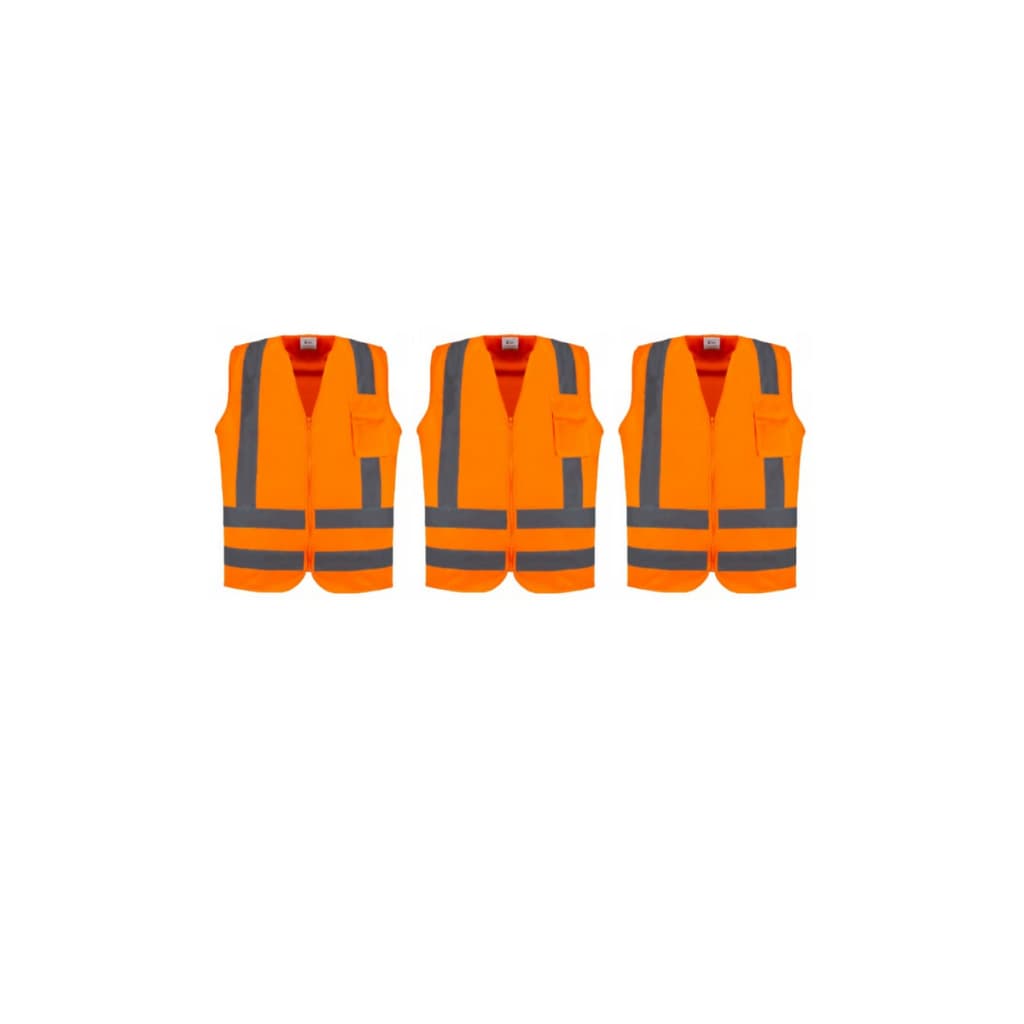 Kit 3 Coletes Sinalização Refletivo Zíper Alta Visibilidade Proteção Vestimenta Impermeável Alta Visibilidade