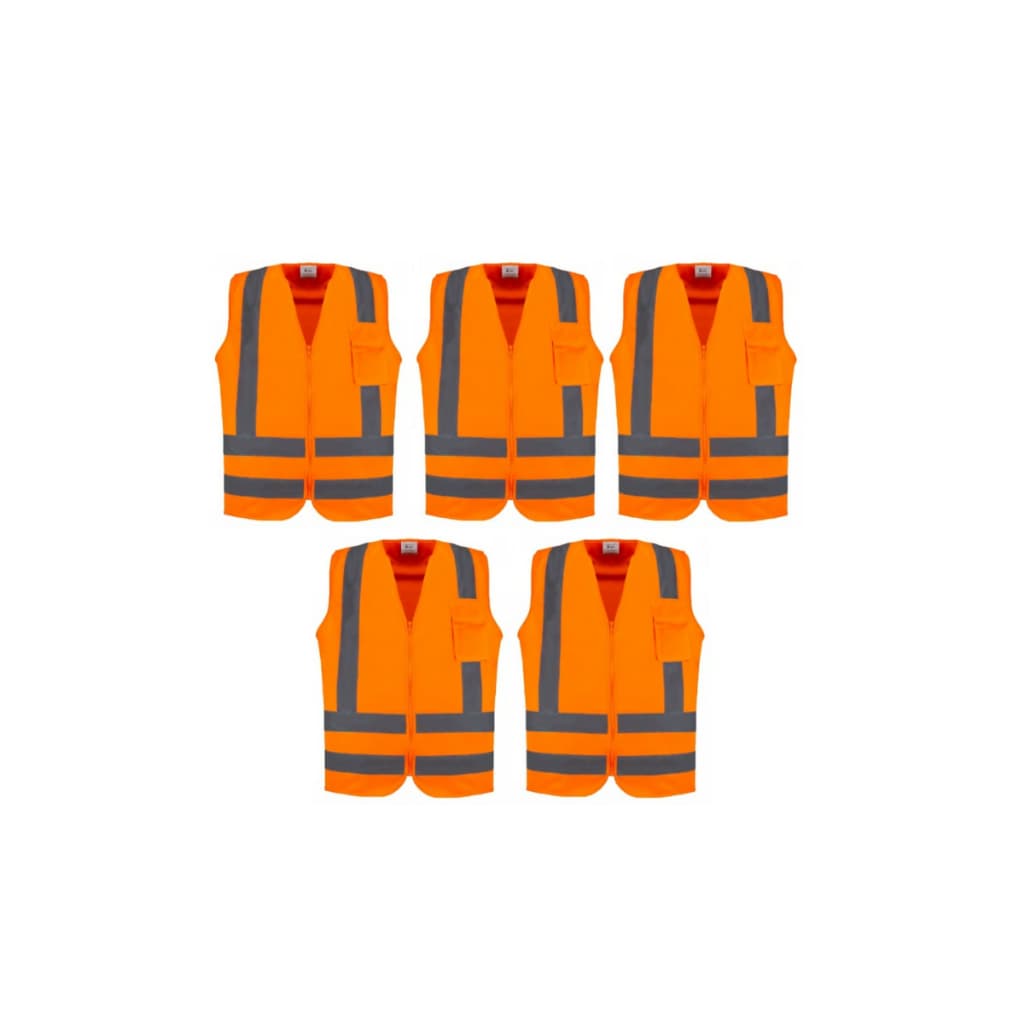 Kit 5 Coletes De Sinalização Refletivo Com Bolso Tipo Blusão Vestimenta Impermeável Alta Visibilidade