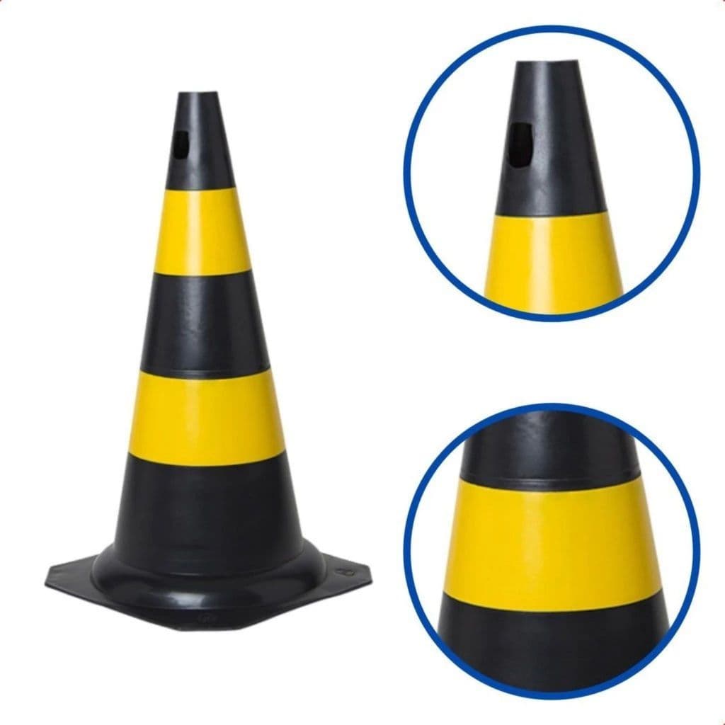 Kit 2 Cones de Sinalização Rígidos PVC 50cm ou 75cm Trânsito e Obras