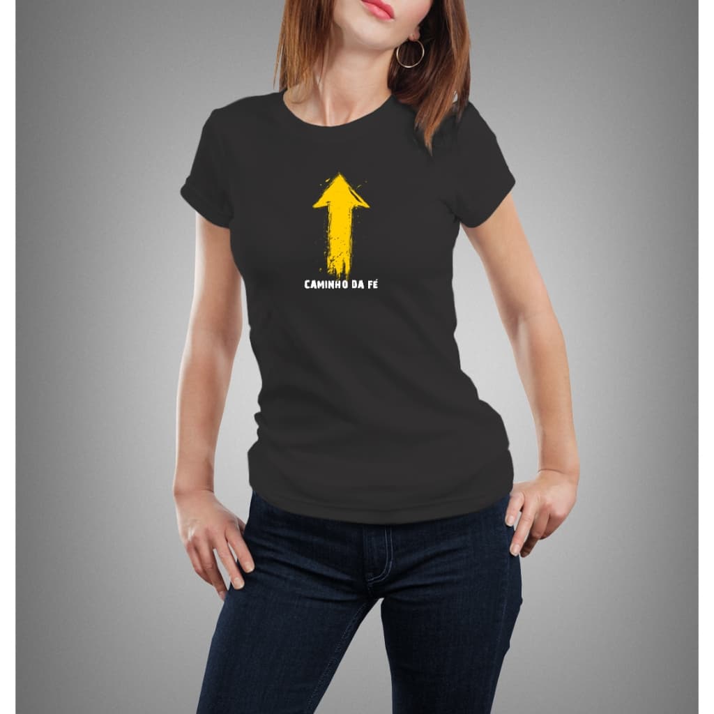Camiseta Algodão Babylook Seta Caminho da Fé Nossa Senhora Aparecida do Norte Peregrinos