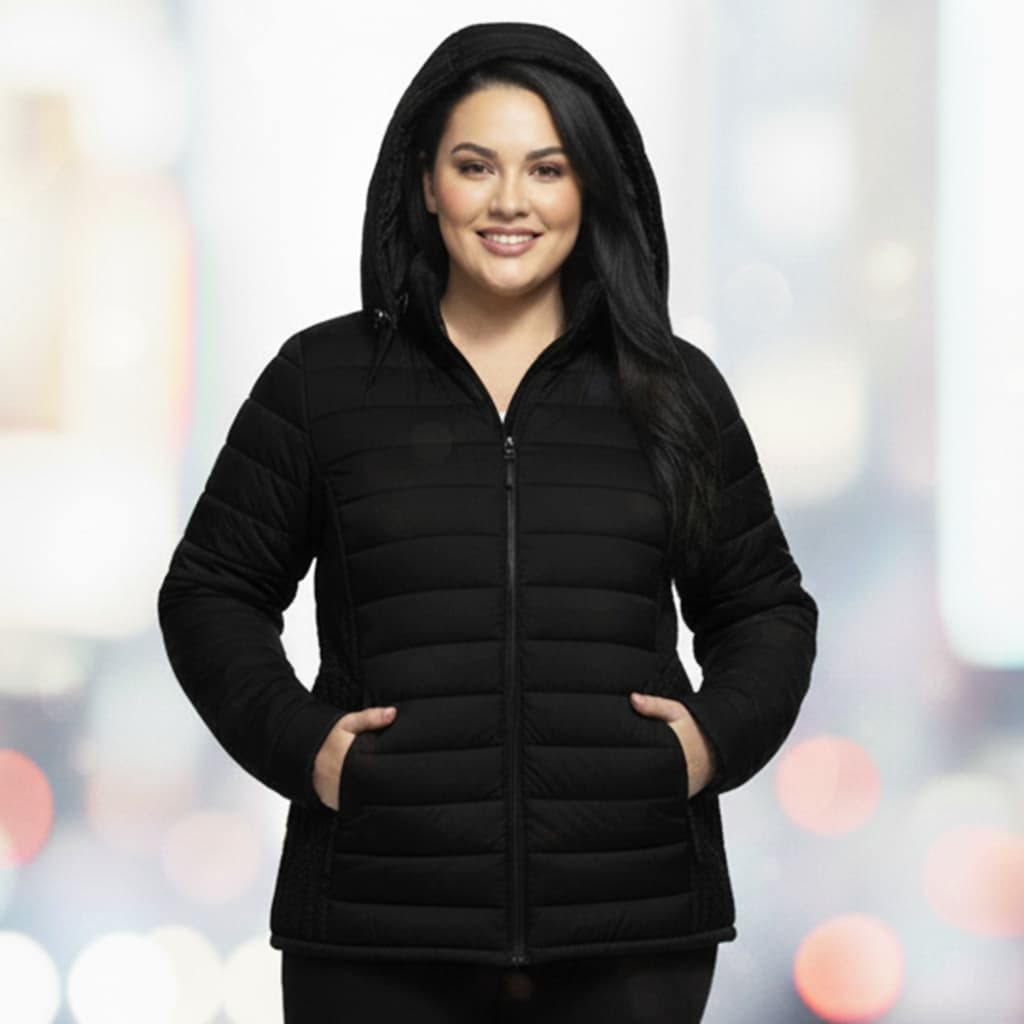 Casaco Feminino Plus Size Gominho Jaqueta Corta Vento Touca Puffer Plus Size Feminina Casaco