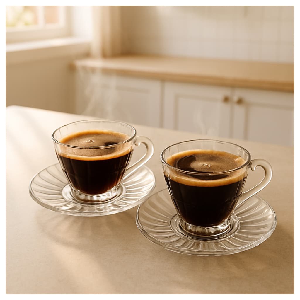 Conjunto 2 Xícaras para Café de Cristal com Pires Radial 90ml - Lyor