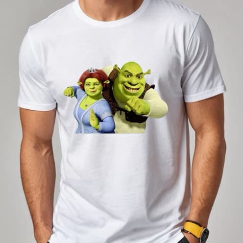 Camiseta camisa blusa Fiona e Shrek Infantil Adulto Algodão100%