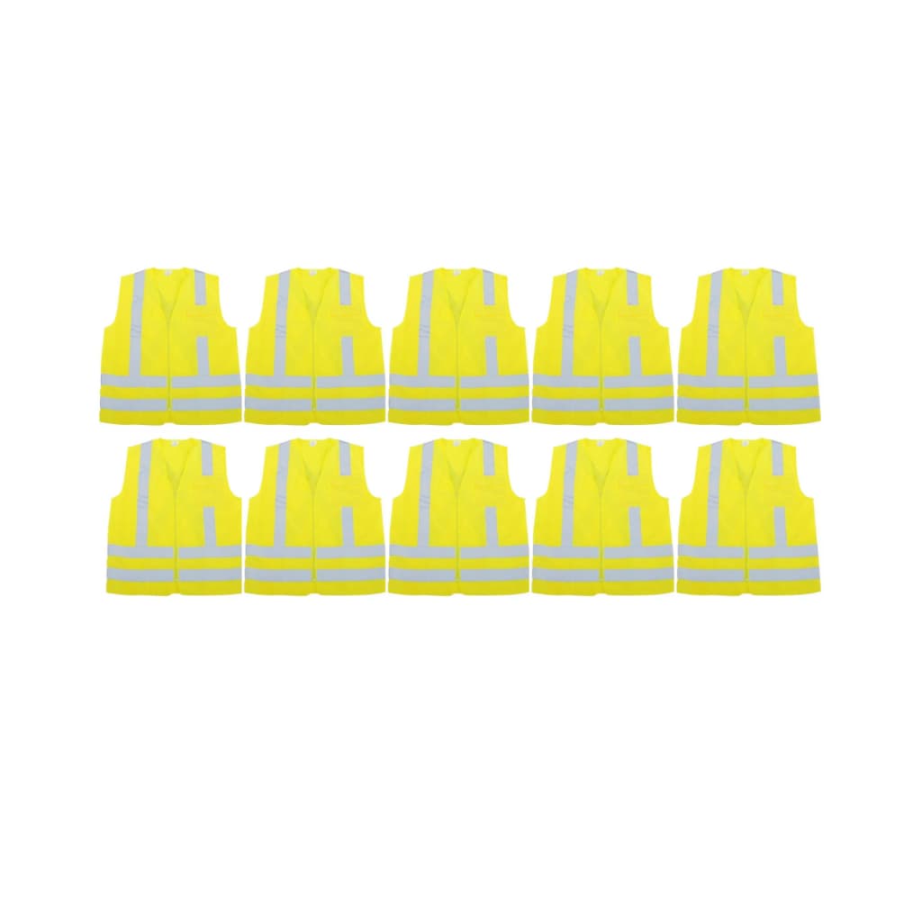 Kit 10 Coletes De Sinalização Refletivo Com 1 Bolso Impermeável Alta Visibilidade Vestimenta Impermeável Brascamp