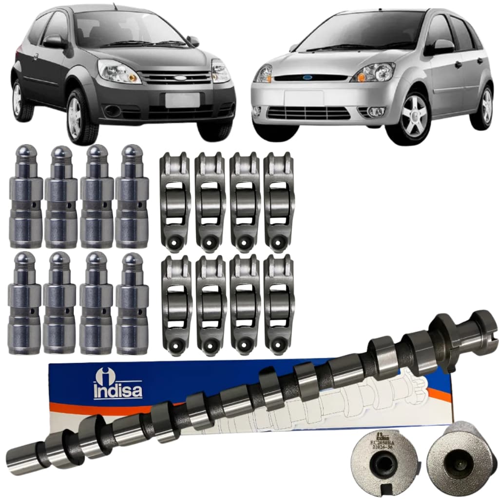 Eixo Comando De Válvulas 3 Vias Com Tucho e Balancim Para Ford Ka Fiesta Zetec 1.0 8v 2006/2014