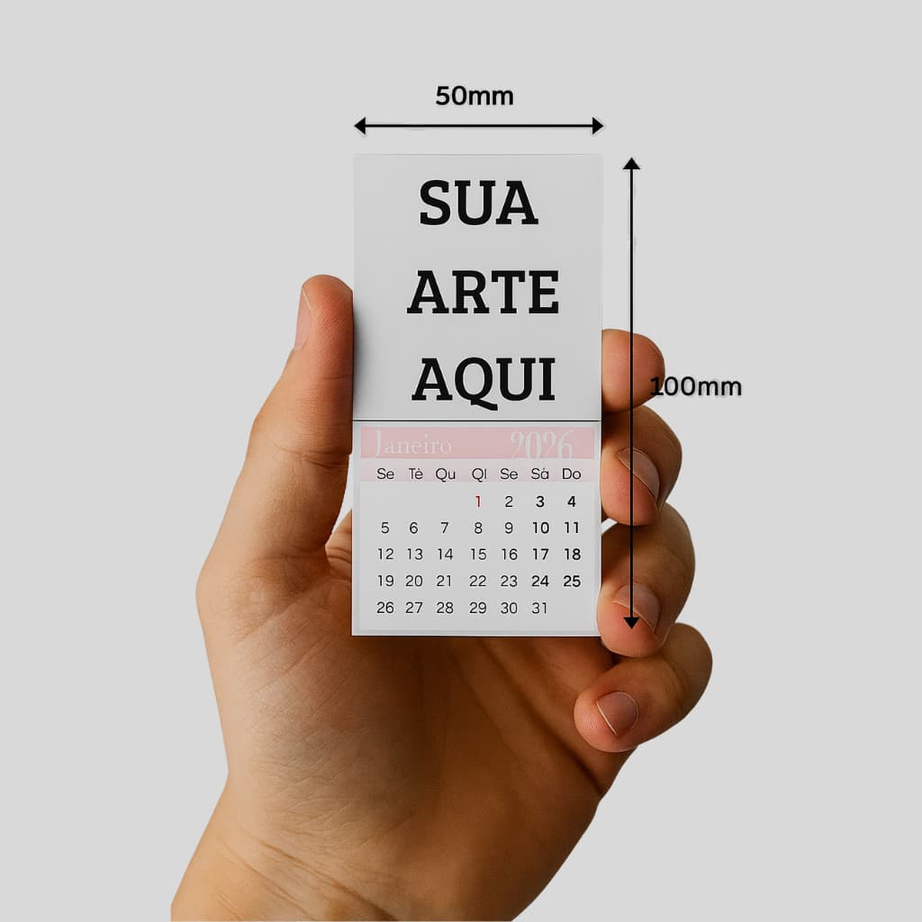 Mini Calendários Personalizados logo ou foto 2026 - de 20 a 100 unidades imã de geladeira