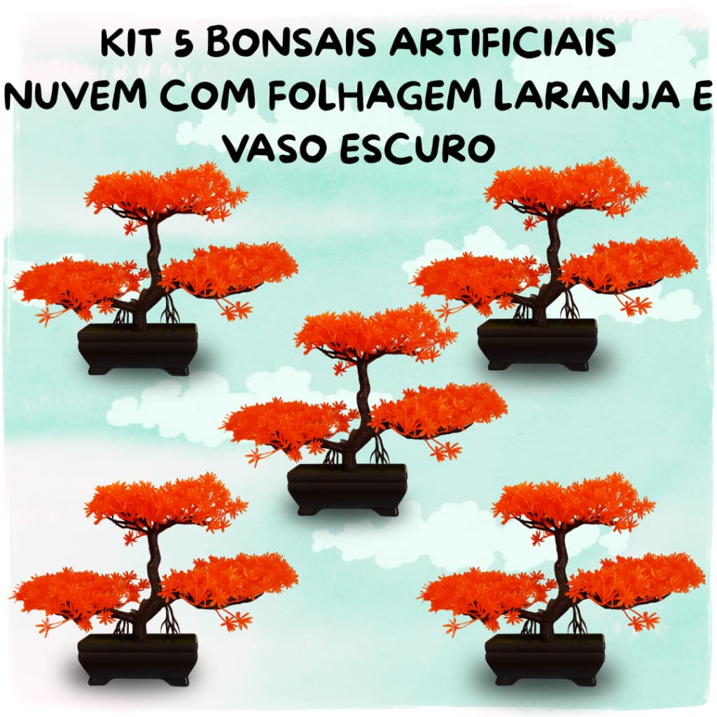 Kit 5 Bonsais Zen Premium – Design Nuvem com Toque Outonal Beleza sem Manutenção